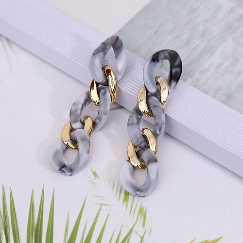 Marble Link Chain Earring