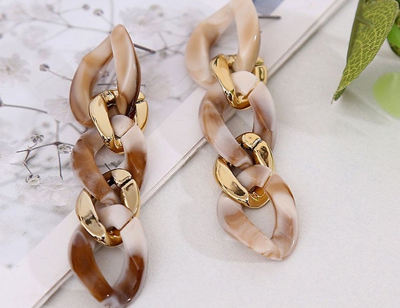 Marble Link Chain Earring