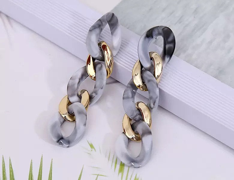 Marble Link Chain Earring