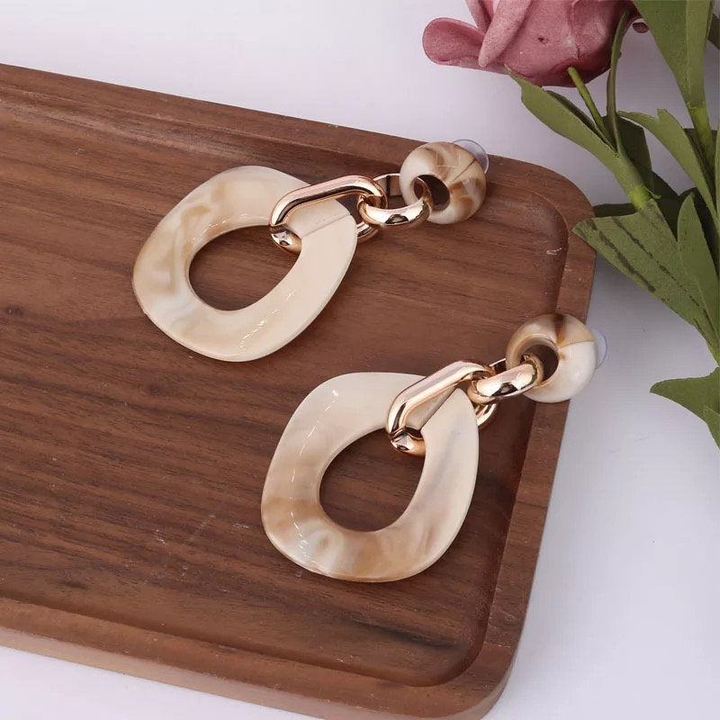 Marble Chain Oval Earring