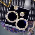 Crystal Hoop Dangle Disc Earring