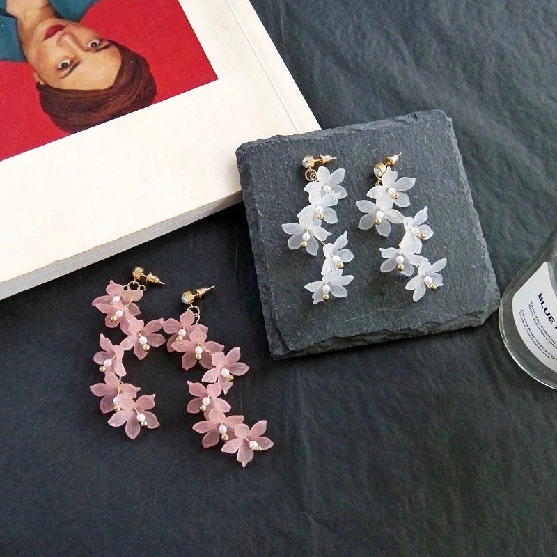Flowy Flower Dangle Colorful Earring
