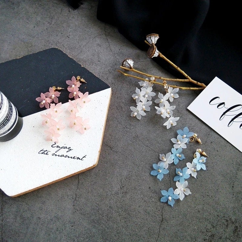 Flowy Flower Dangle Colorful Earring