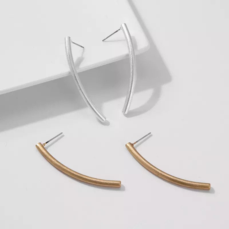 Brushed Metal Bar Earring
