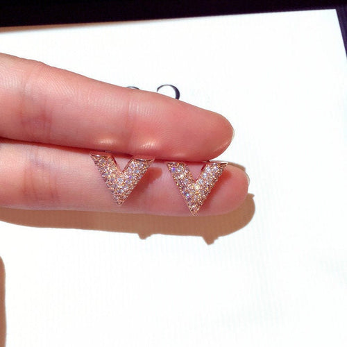 Crystal V Shaped Earring