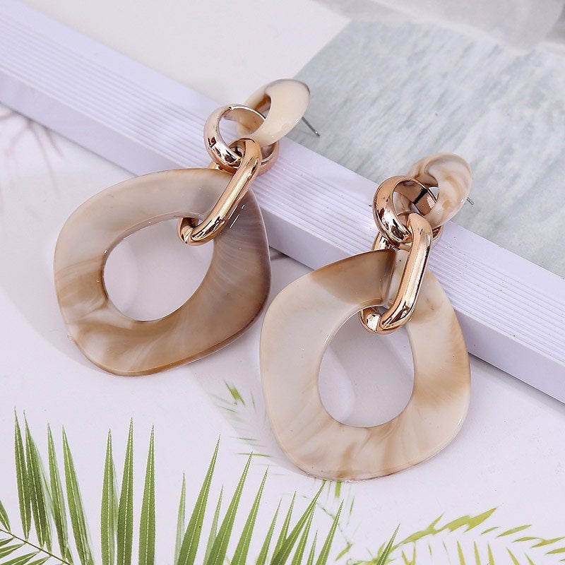 Marble Chain Oval Earring