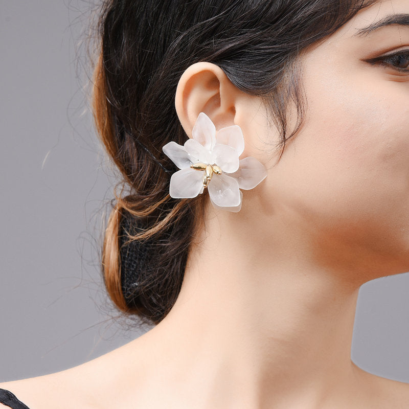 Large Flower Stud Metal Earring