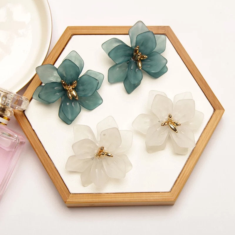 Large Flower Stud Metal Earring