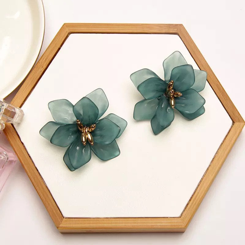 Large Flower Stud Metal Earring