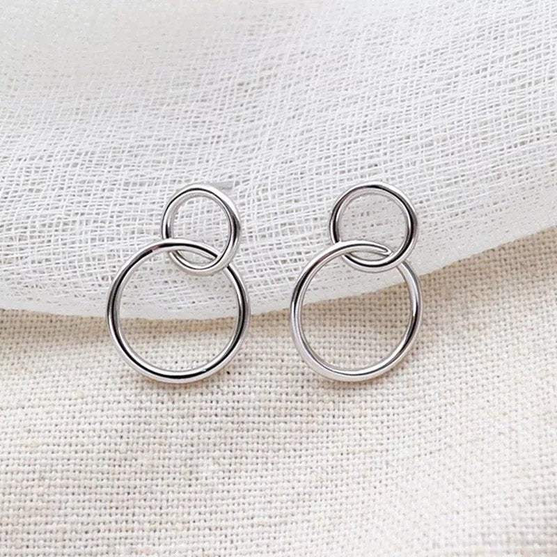 Small Double Circle Stud Earring