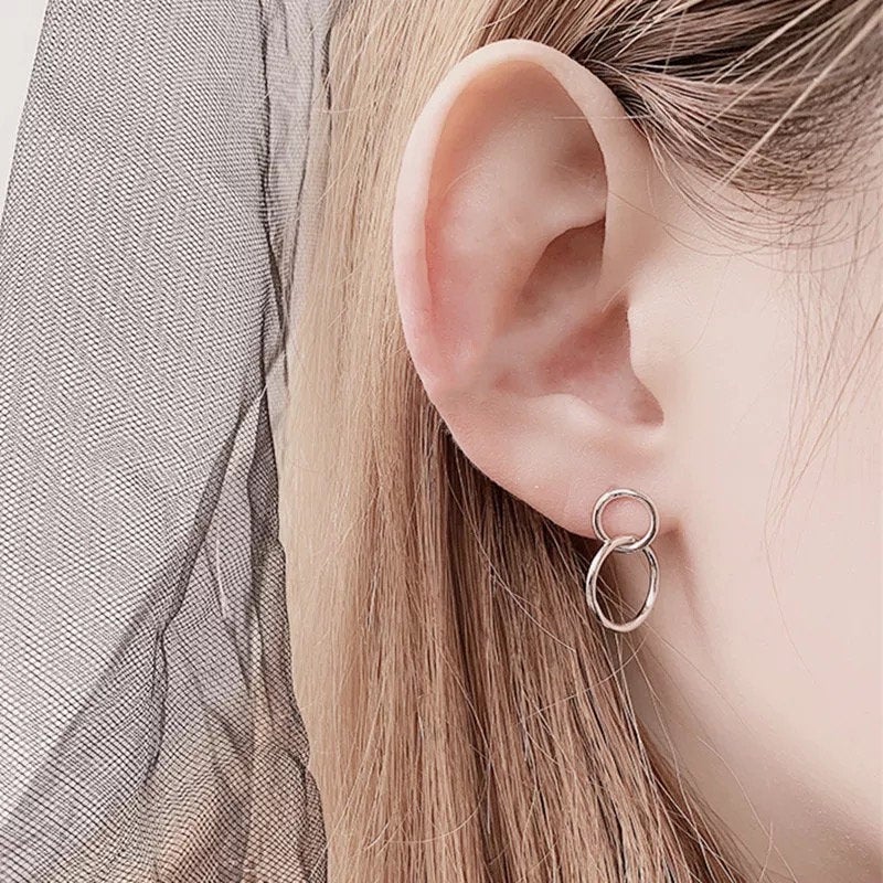 Small Double Circle Stud Earring
