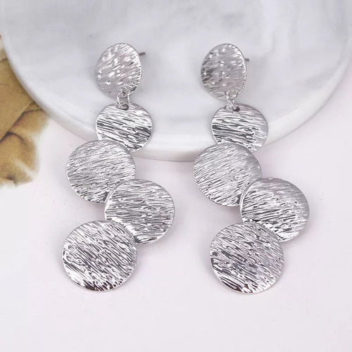 Stacked Disc Dangle Statement Earring