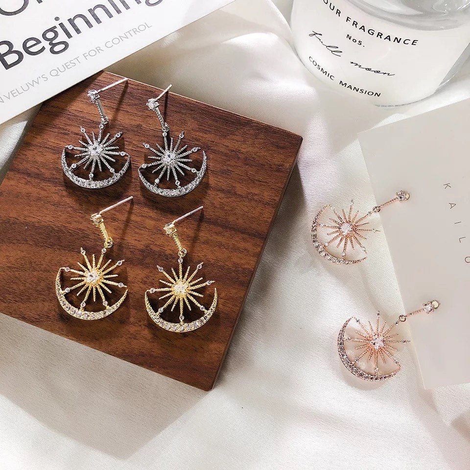 Star Moon Crystal Celestial Earring