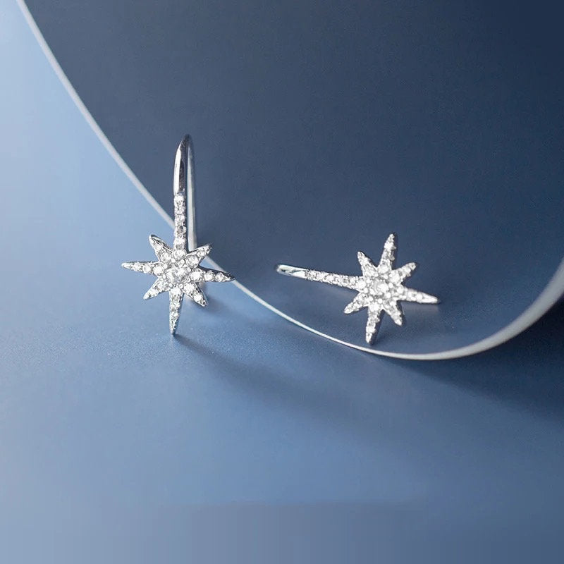 Crystal Starburst Threader Earring