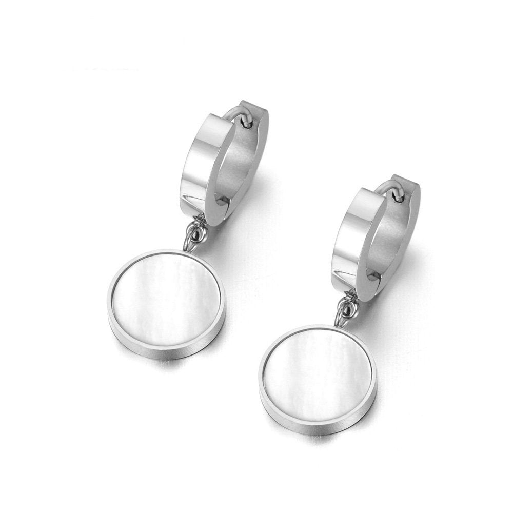 Black White Huggie Charm Earring