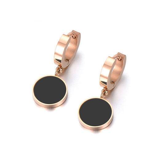 Black White Huggie Charm Earring