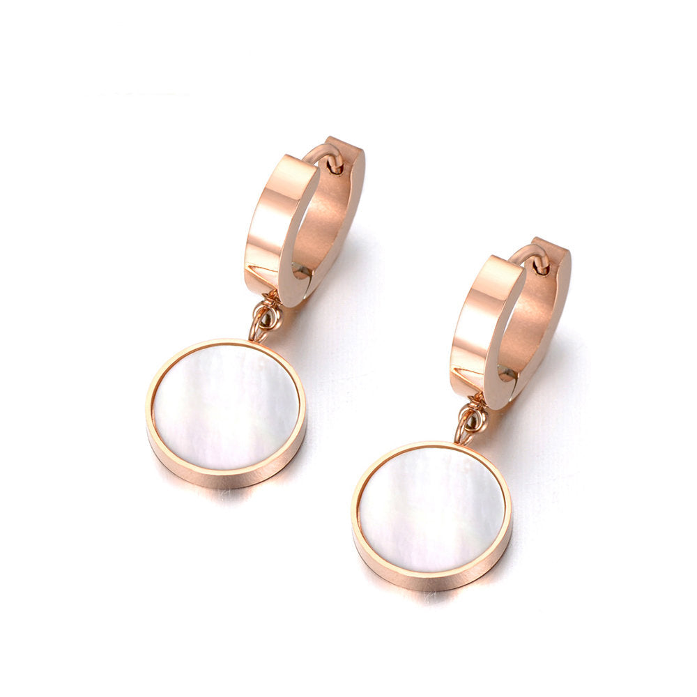 Black White Huggie Charm Earring
