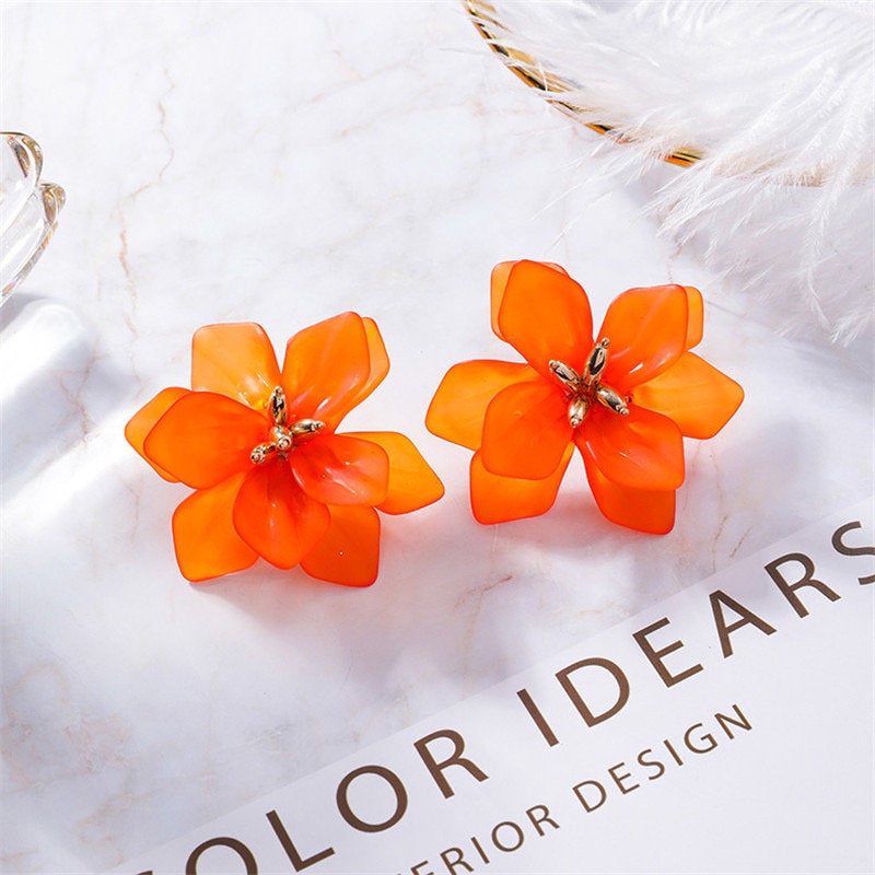Large Flower Stud Metal Earring