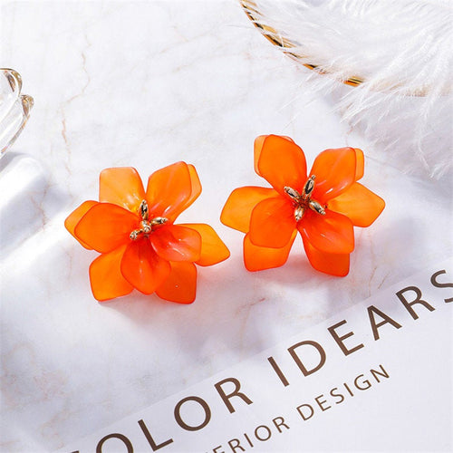 Large Flower Stud Metal Earring