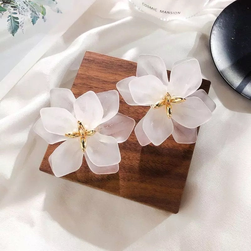 Large Flower Stud Metal Earring