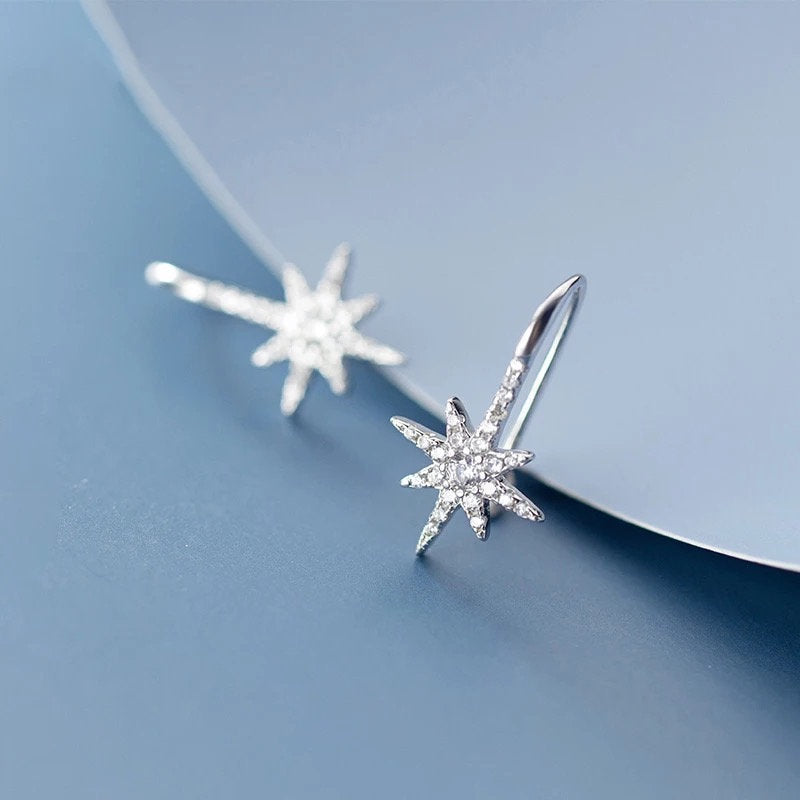 Crystal Starburst Threader Earring
