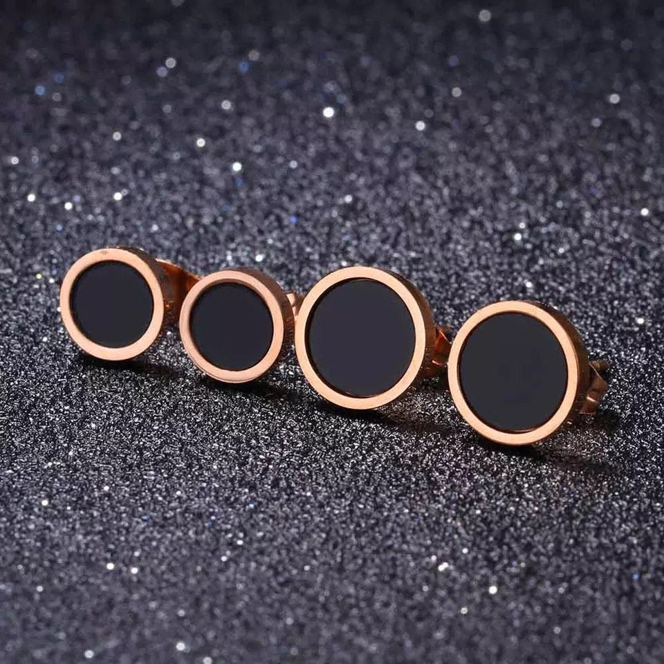 Black White Tiny Stud Earring