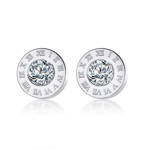 Roman Numeral Crystal Stud Earring
