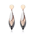 Lariat Dangle Leaf Metal Earring