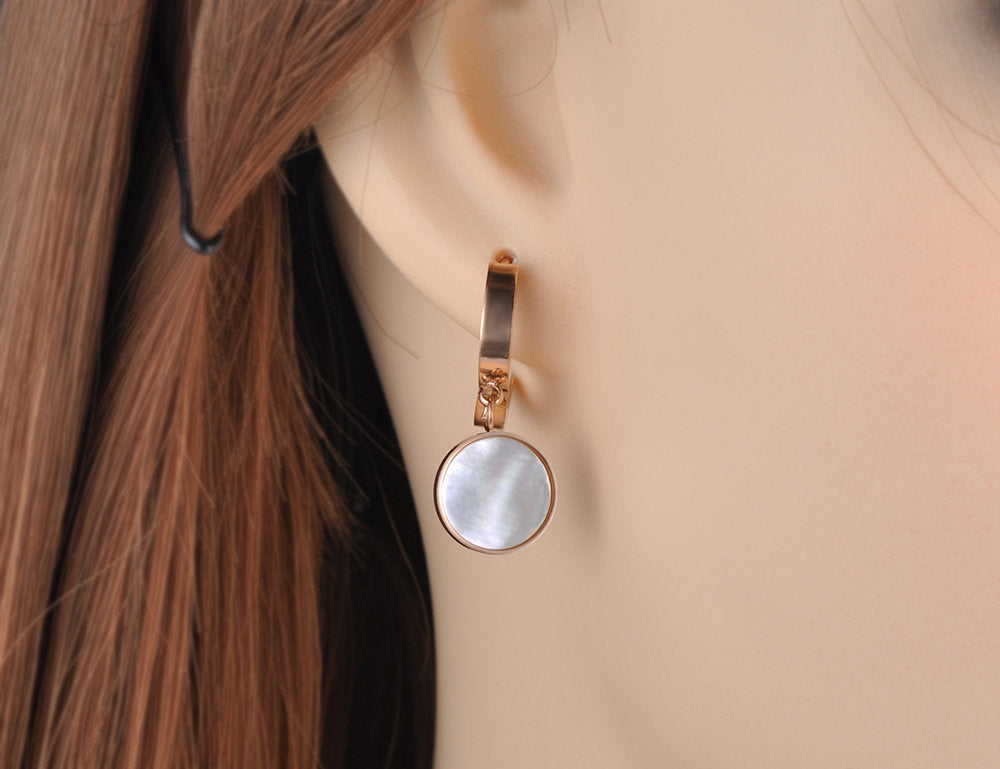 Black White Huggie Charm Earring