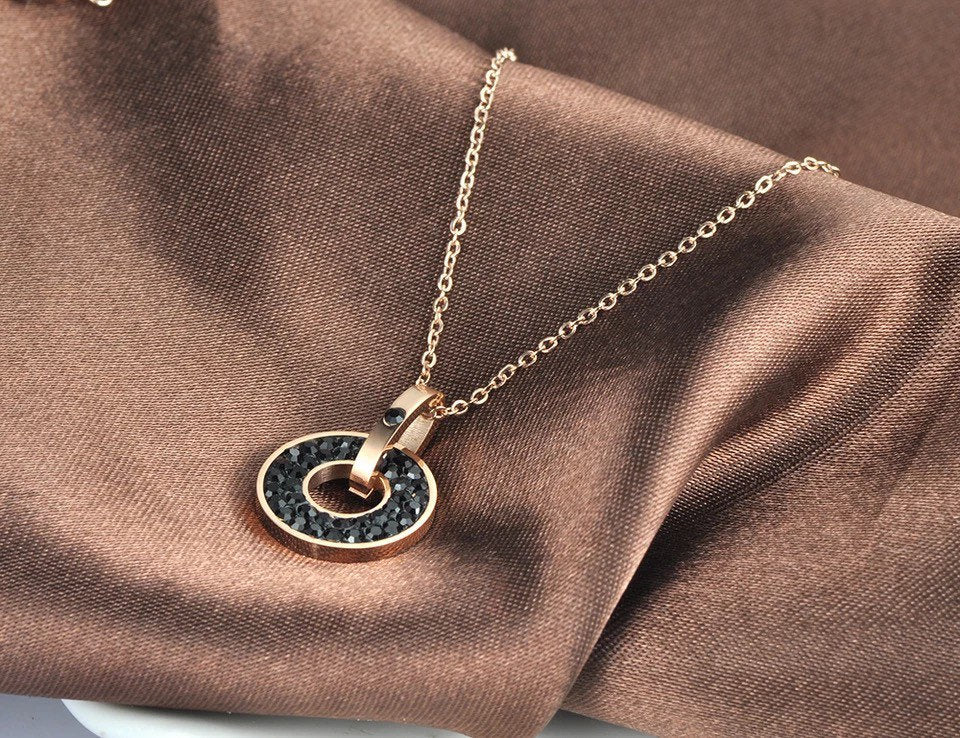 Black Circle Pendant Earring