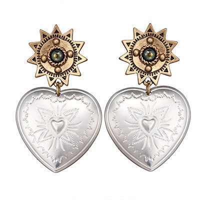 Vintage Textured Heart Dangle Earring