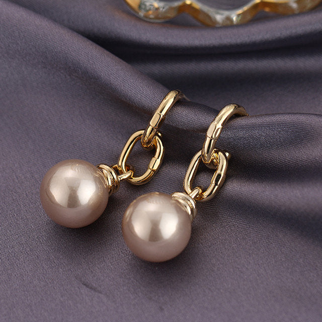 Link Chain Pearl Dangle Earring