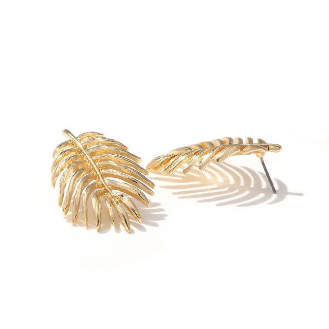 Palm Leaf Statement Stud Earring