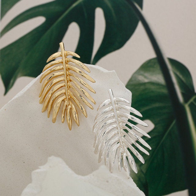 Palm Leaf Statement Stud Earring