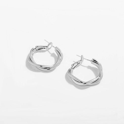 Twisted Hoop Silver Earring