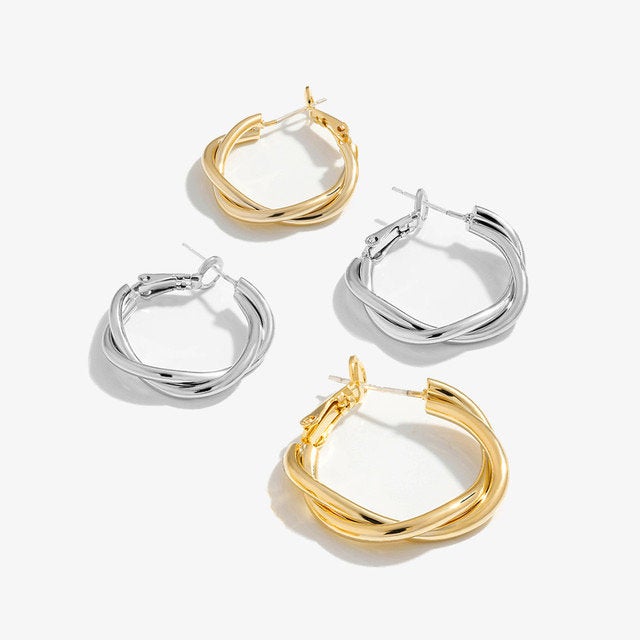 Twisted Hoop Silver Earring