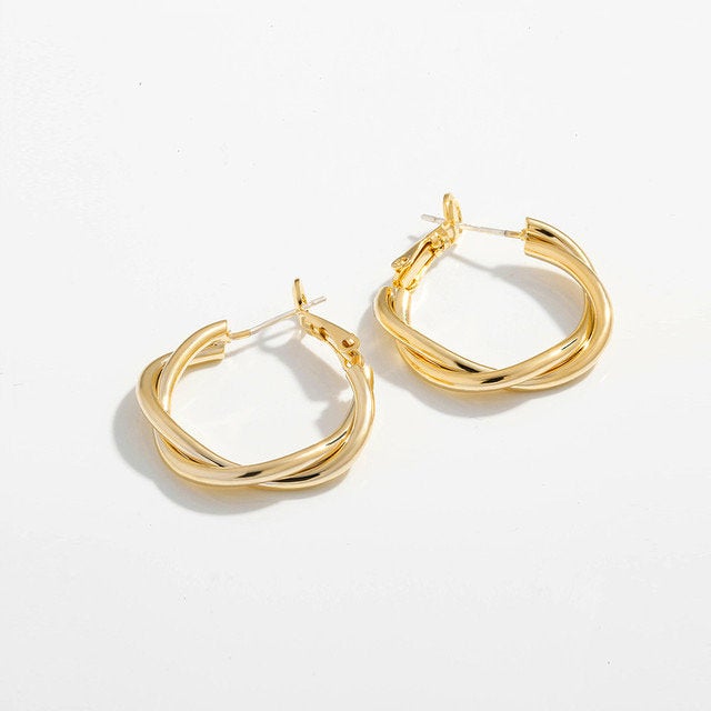 Twisted Hoop Silver Earring