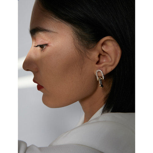 Crystal U Link Chain Earring