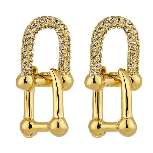 Crystal U Link Chain Earring