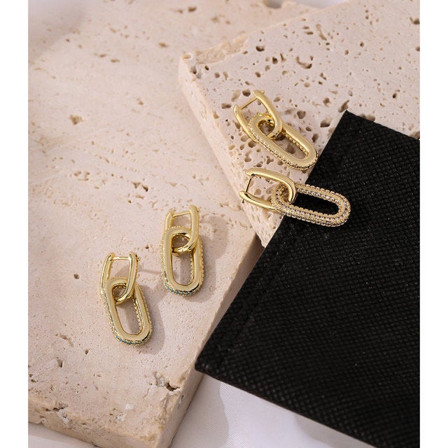 Crystal Chunky Link Chain Earring