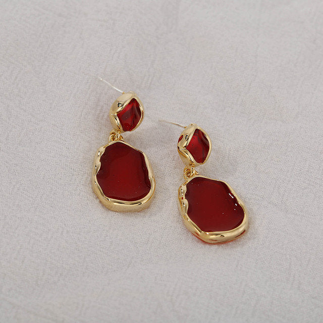 Gold Wrapped Acrylic Teardrop Earring