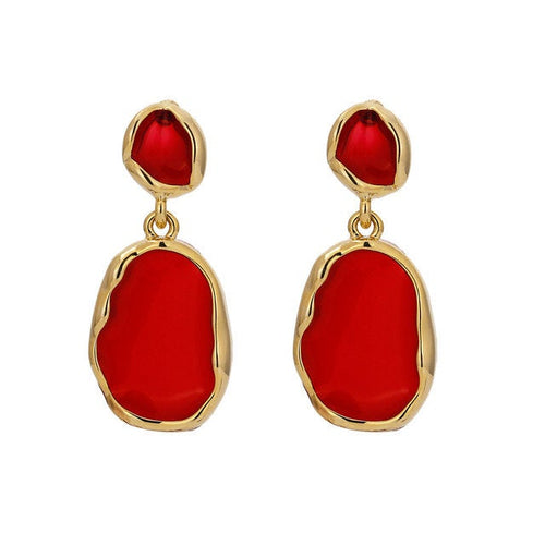 Gold Wrapped Acrylic Teardrop Earring