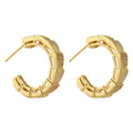 Crystal Ribbed Open Hoop Snake Earring