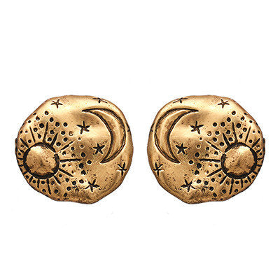 Celestial Hammered Circle Retro Earring