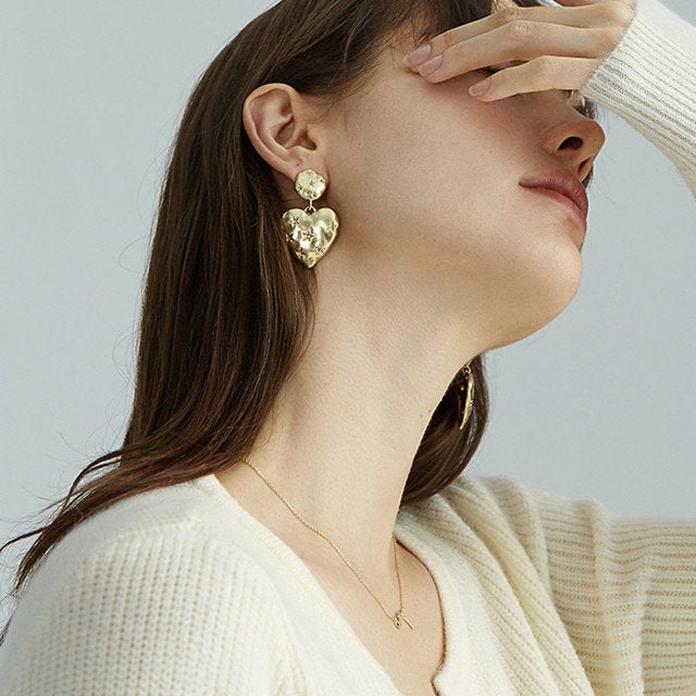 Celestial Heart Textured Dangle Earring