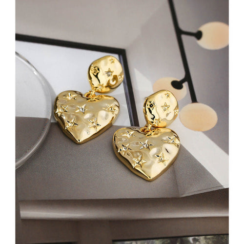 Celestial Heart Textured Dangle Earring