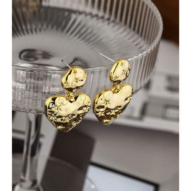 Celestial Heart Textured Dangle Earring