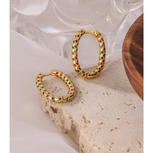 Oval Colorful Twisted Hoop Earring