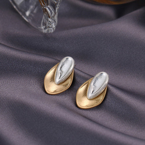 Almond Gold Silver Metal Earring