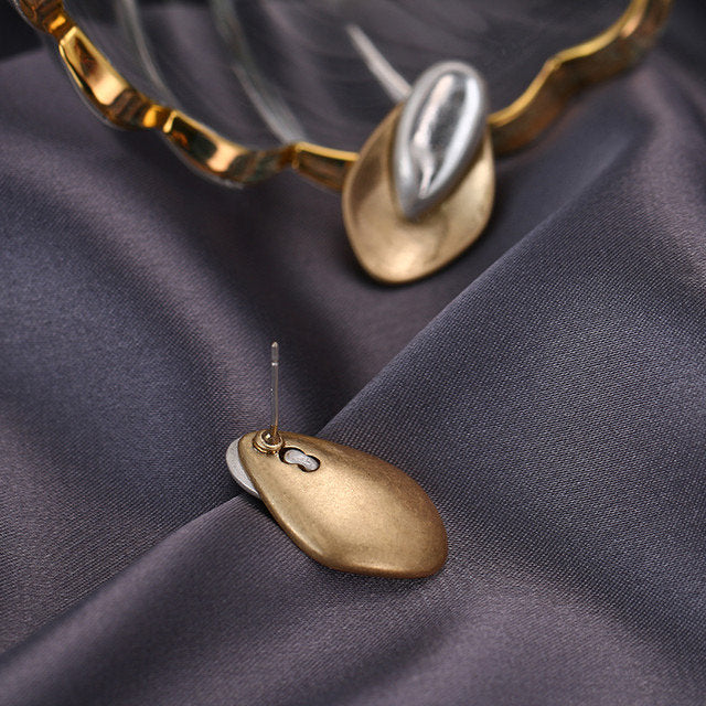 Almond Gold Silver Metal Earring